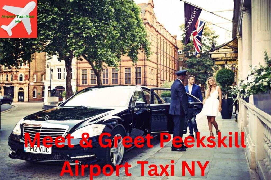 Taxi driver meet & greet service at airport terminal.