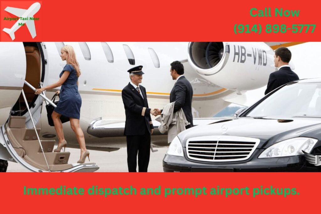 Airport cab waiting curbside at Westchester Airport